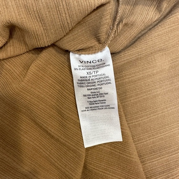 Vince Elbow Sleeve Crew Neck Shirt in Camel Size XS - Picture 3 of 8